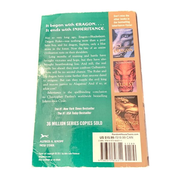 Inheritance Book 4 Inheritance Cycle Series Christopher Paolini Paperback 1st ED - Picture 3 of 9
